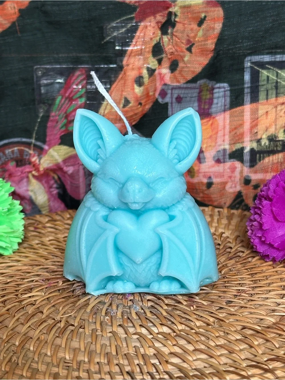 Blue Bat Familiar Candle